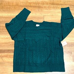 Beautiful Emerald Green St. John’s Bay Sweater  Crew Neck Sz OX (14W)